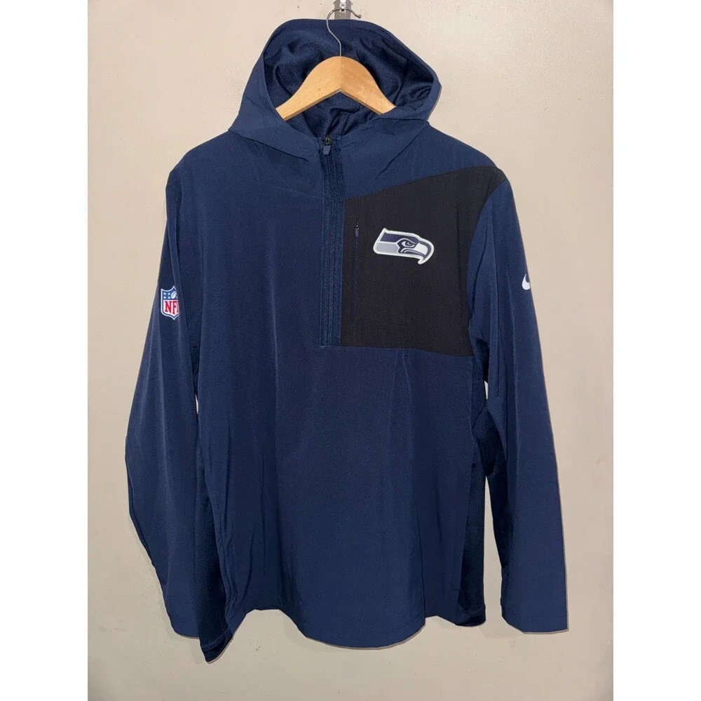 Men's XL Nike NFL Seattle Seahawks Team Issued PE Pregame 1/2 Zip Anorak Jacket